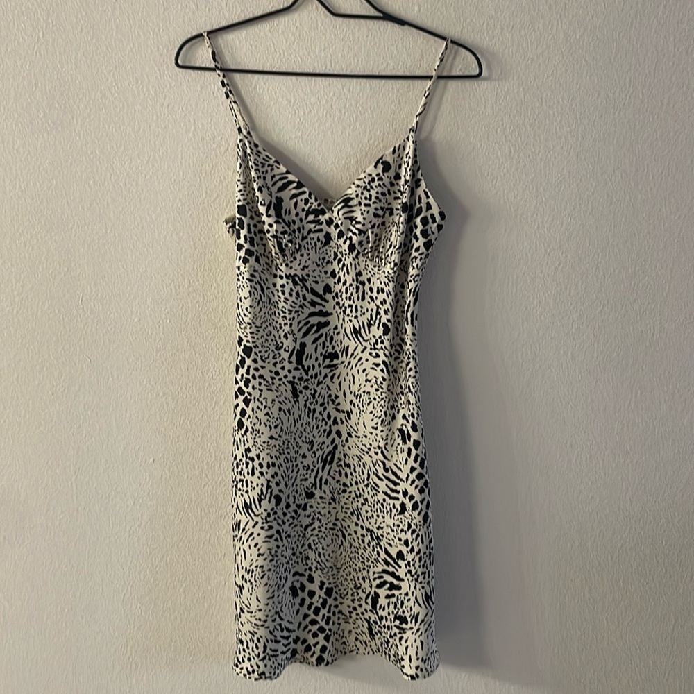 White and Black Satin Dress